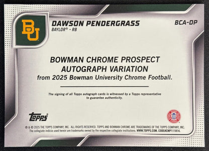 Dawson Pendergrass 2025 Chrome University Prospect Auto Bears - Back