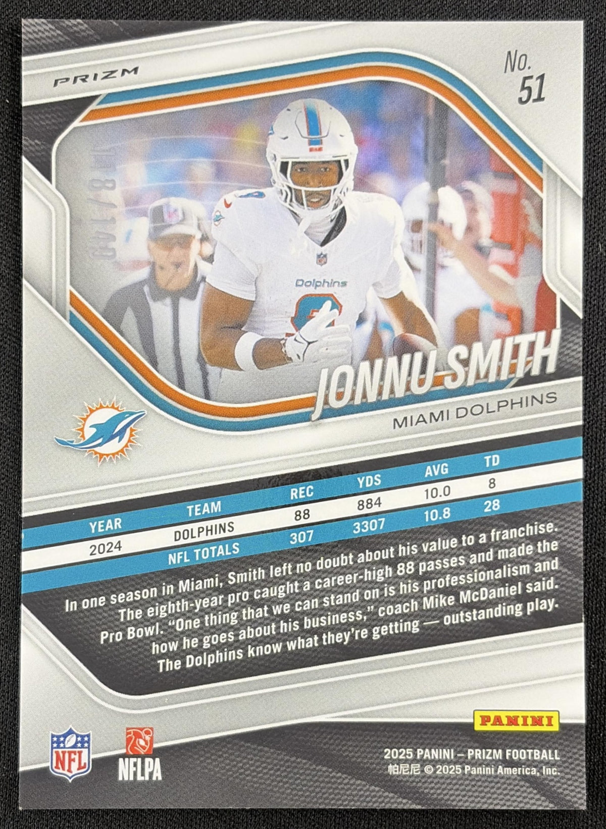 Jonnu Smith 2025 Panini Prizm Red Wave /149 Dolphins