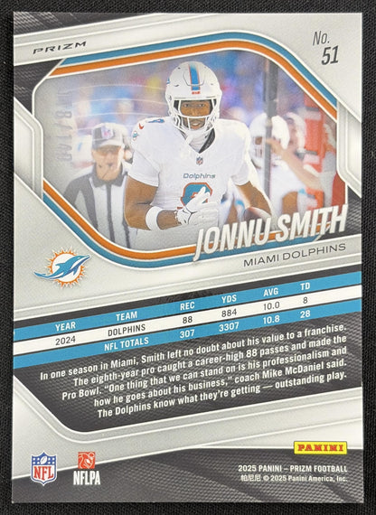 Jonnu Smith 2025 Panini Prizm Red Wave /149 Dolphins