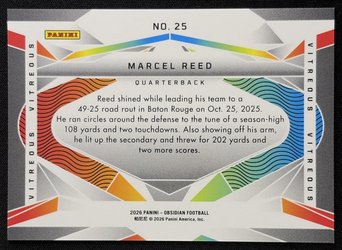 Marcel Reed 2026 Panini Obsidian Vitreous Aggies Sports Trading Card
