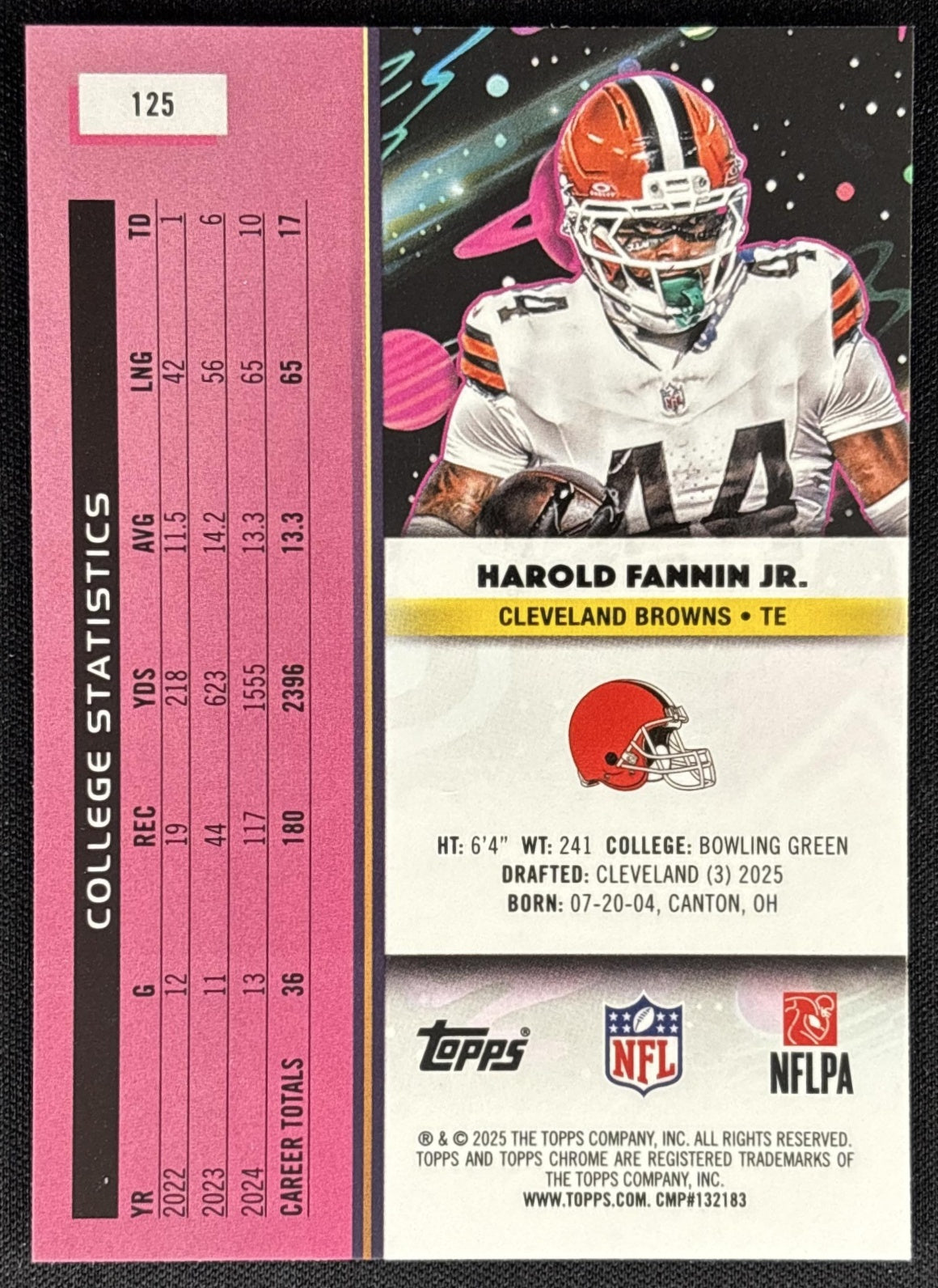Harold Fannin Jr. 2025 Topps Cosmic Chrome Browns