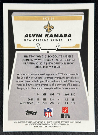 Alvin Kamara 2025 Topps Chrome 1975 Saints Sports Trading Cards