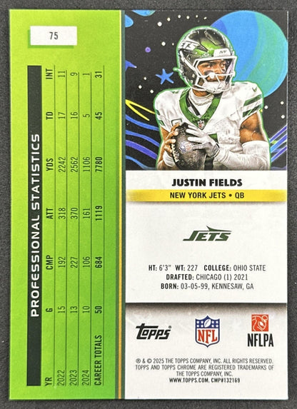 Justin Fields 2025 Topps Cosmic Chrome Jets back
