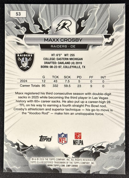 Maxx Crosby 2025 Topps Resurgence Raiders Las Vegas Raiders back