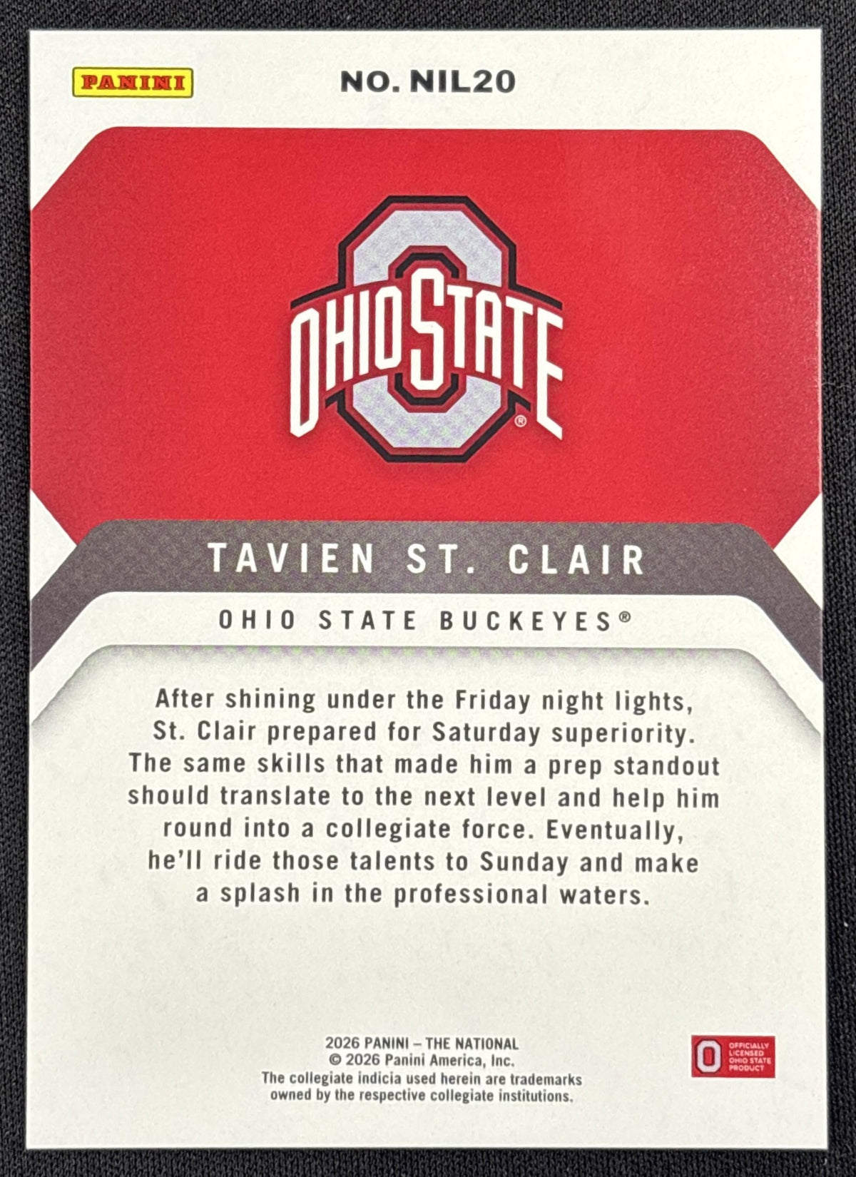 Tavien St. Claire 2026 Panini NSCC Silver Pack Foil