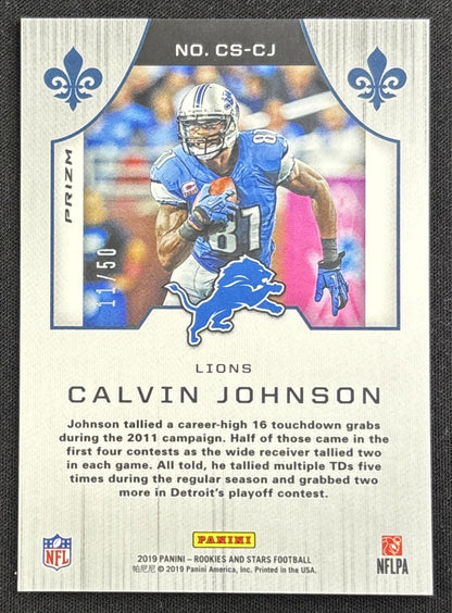 Calvin Johnson 2019 Panini Rookies & Stars Crusade Pink /50 Lions