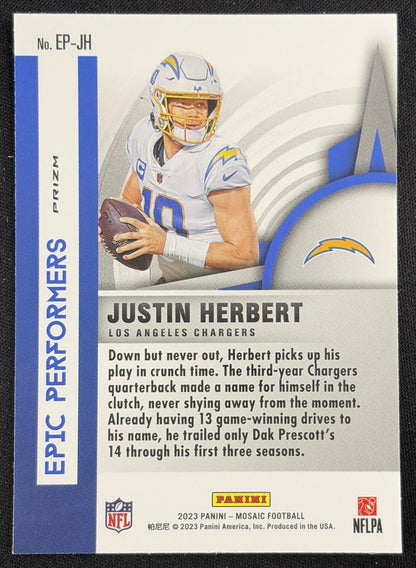 Justin Herbert 2023 Panini Mosaic Epic Performers Mosaic Chargers Sports Trading Card