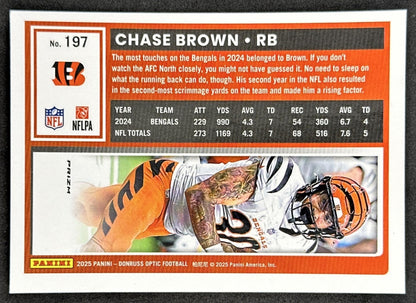 Chase Brown 2025 Panini Donruss Optic Holo Prizm Bengals Back