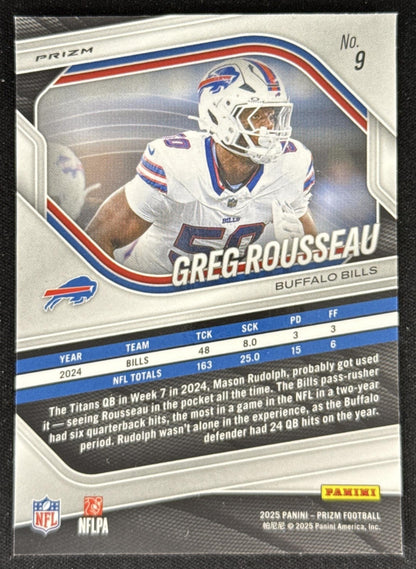 Greg Rousseau 2025 Panini Prizm Silver Bills Buffalo Bills Sports Trading Card
