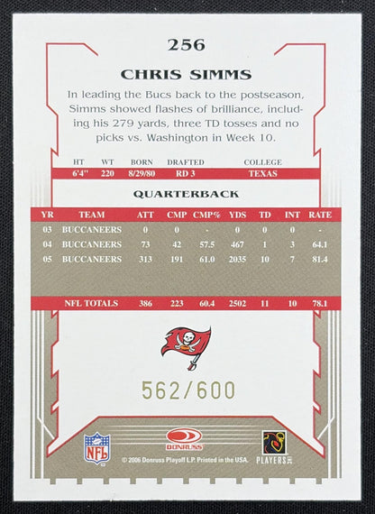 Chris Simms 2006 Score Gold /600 Buccaneers
