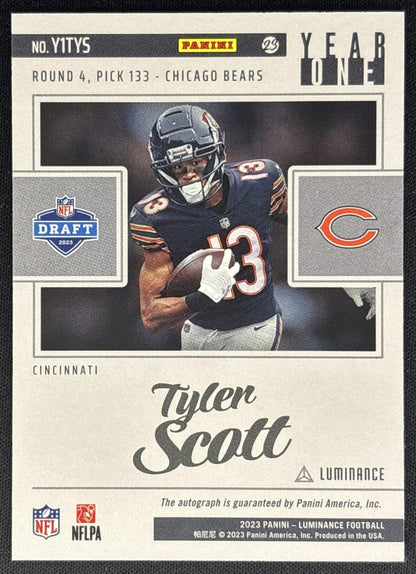 Tyler Scott 2023 Panini Luminance Year One Signatures RPS Bears Sports Trading Cards