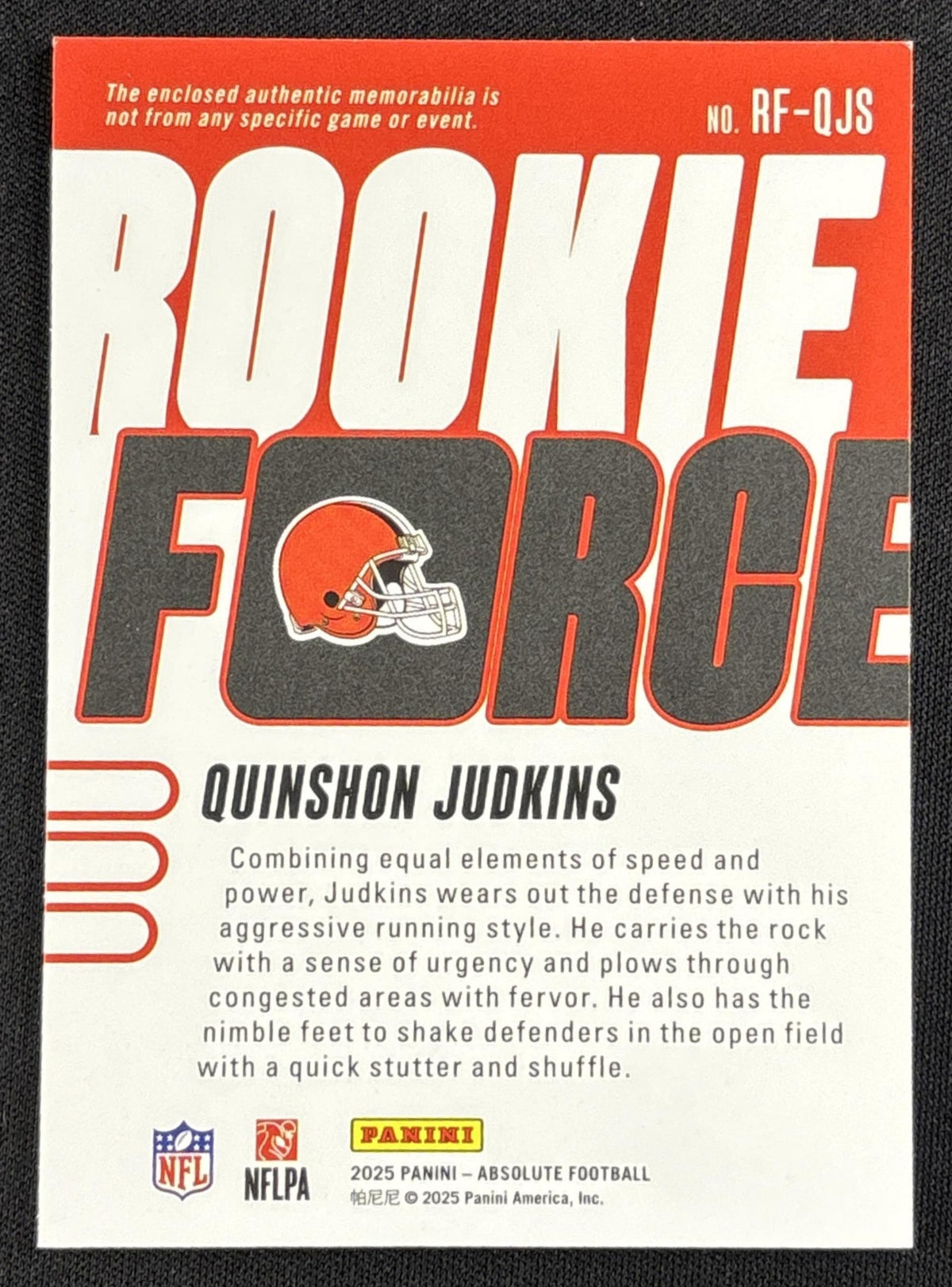 Quinshon Judkins 2025 Panini Absolute Rookie Force Browns