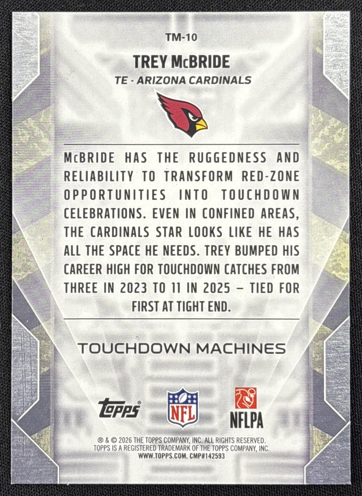 Trey McBride 2026 Topps Touchdown Machines Cardinals