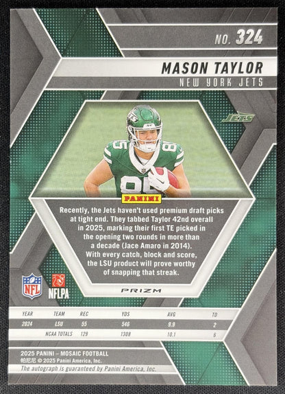 Mason Taylor 2025 Panini Prizm Draft Picks Auto Tigers back