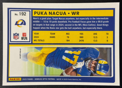 Puka Nacua 2025 Donruss Optic Stars Prizm Rams Sports Trading Card