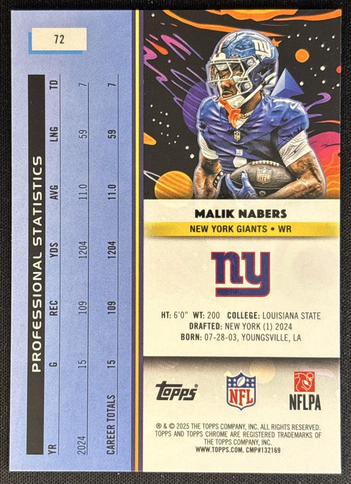 Malik Nabers 2024 Upper Deck Goodwin Champions Platinum Cosmic /199 back
