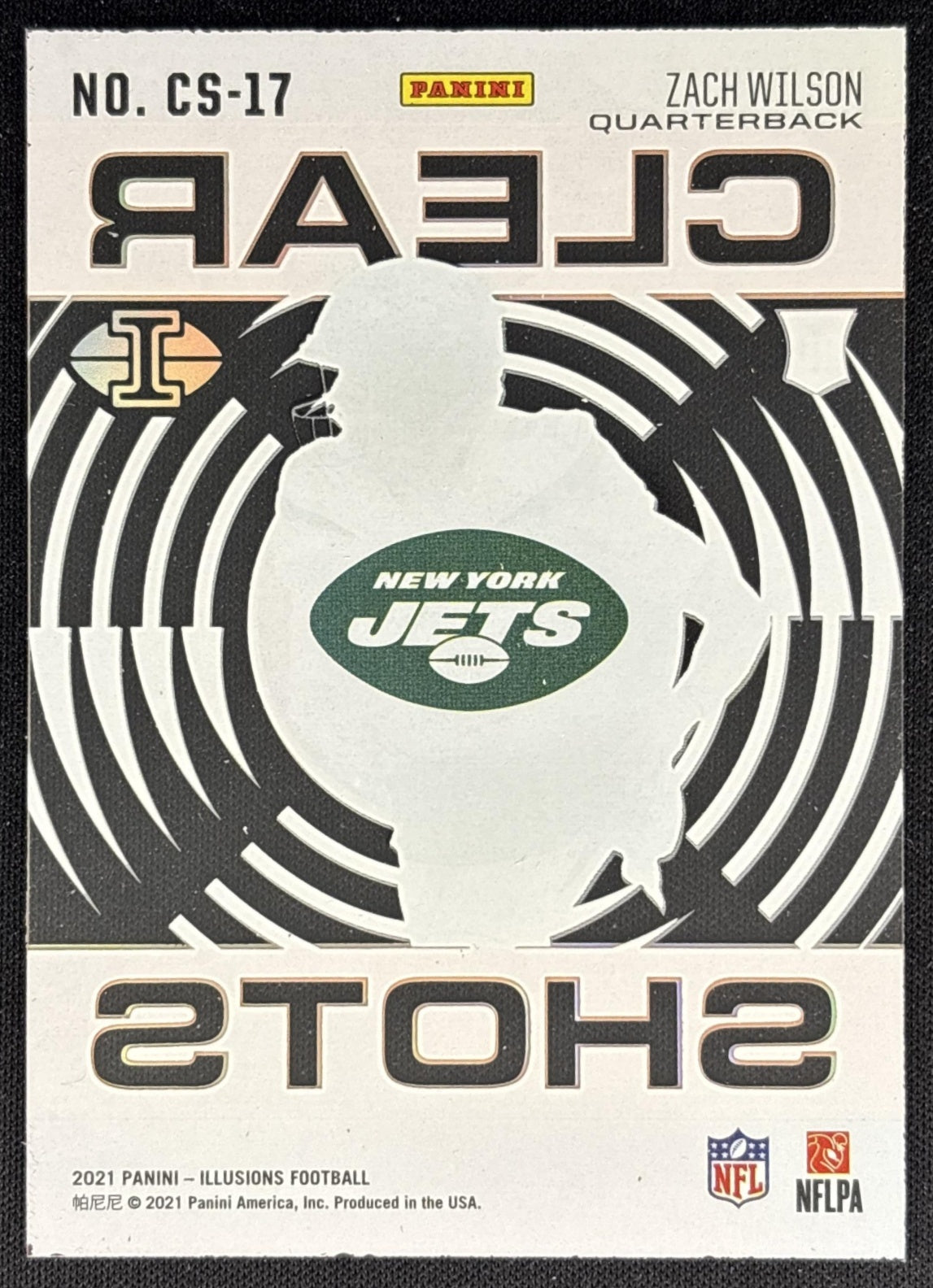 Zach Wilson 2021 Panini Illusions Clear Shots Orange Jets back