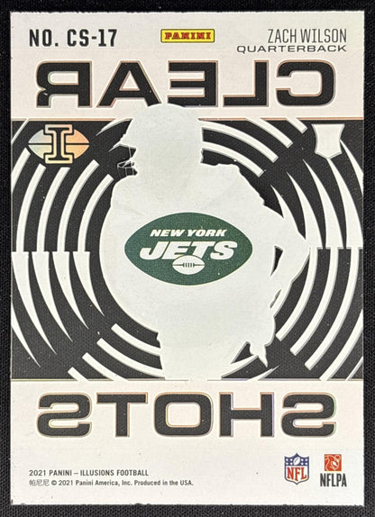 Zach Wilson 2021 Panini Illusions Clear Shots Orange Jets back