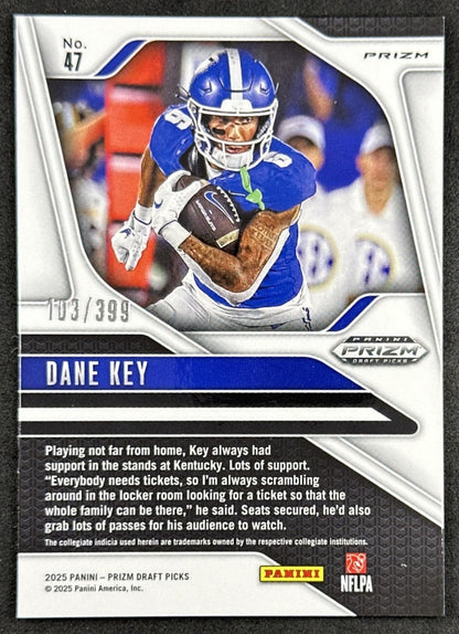 Dane Key 2025 Panini Prizm Draft Picks Red /399 Wildcats back