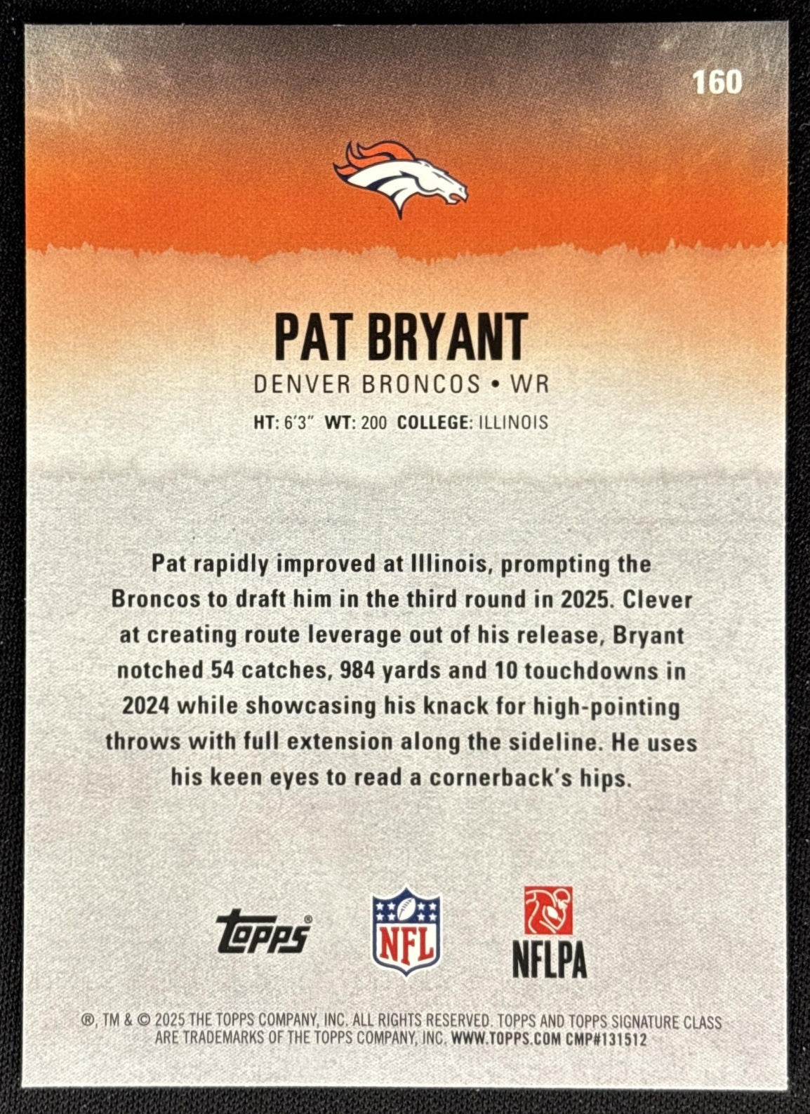 Pat Bryant 2025 Topps Signature Class Rookie Broncos back