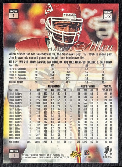 Marcus Allen 1997 Fleer Flair Showcase Row 1 Grace Chiefs