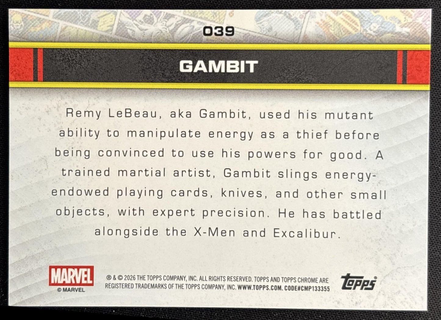 Gambit 2026 Topps Chrome Marvel Comics Refractor