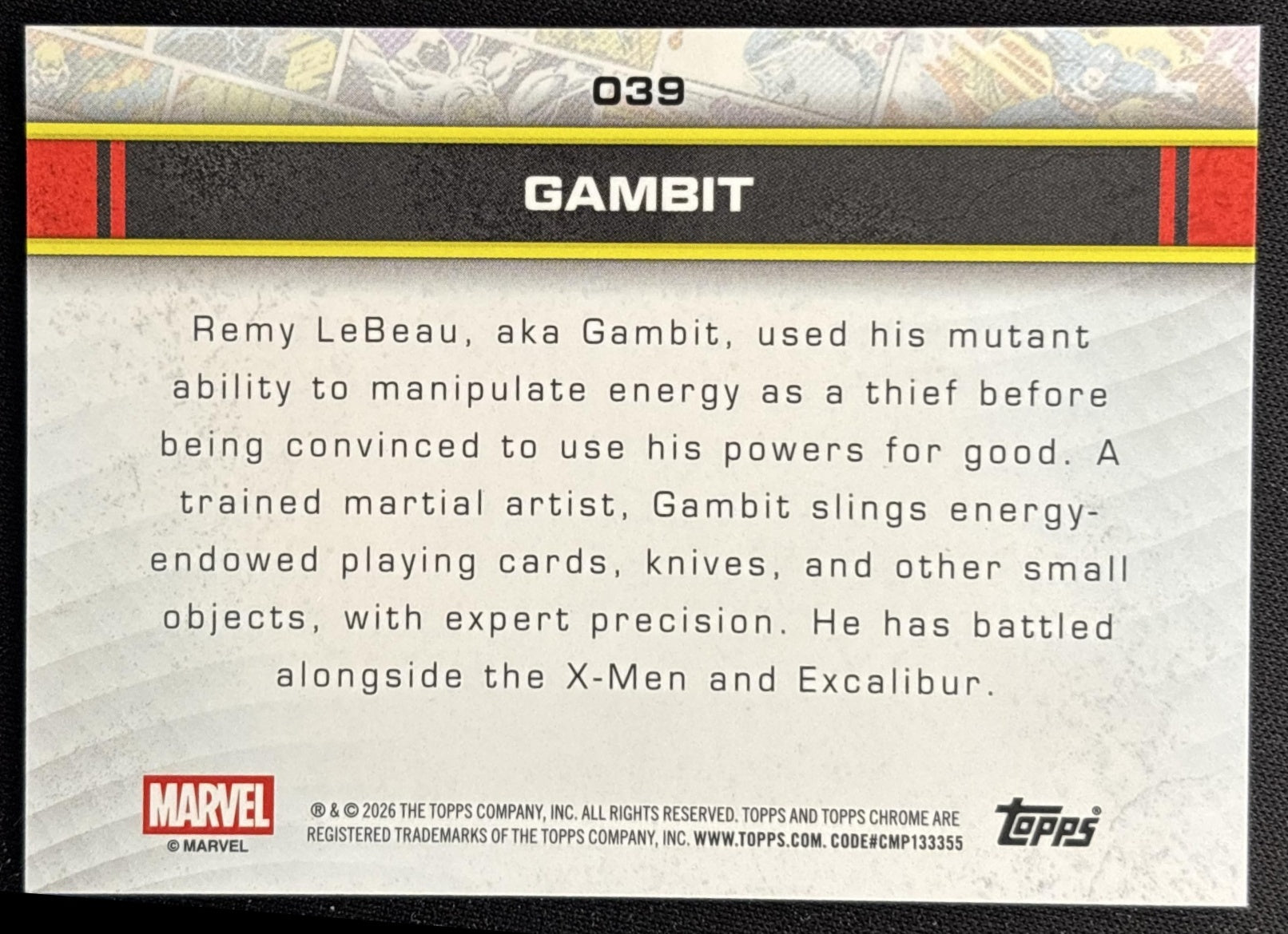 Gambit 2026 Topps Chrome Marvel Comics Refractor