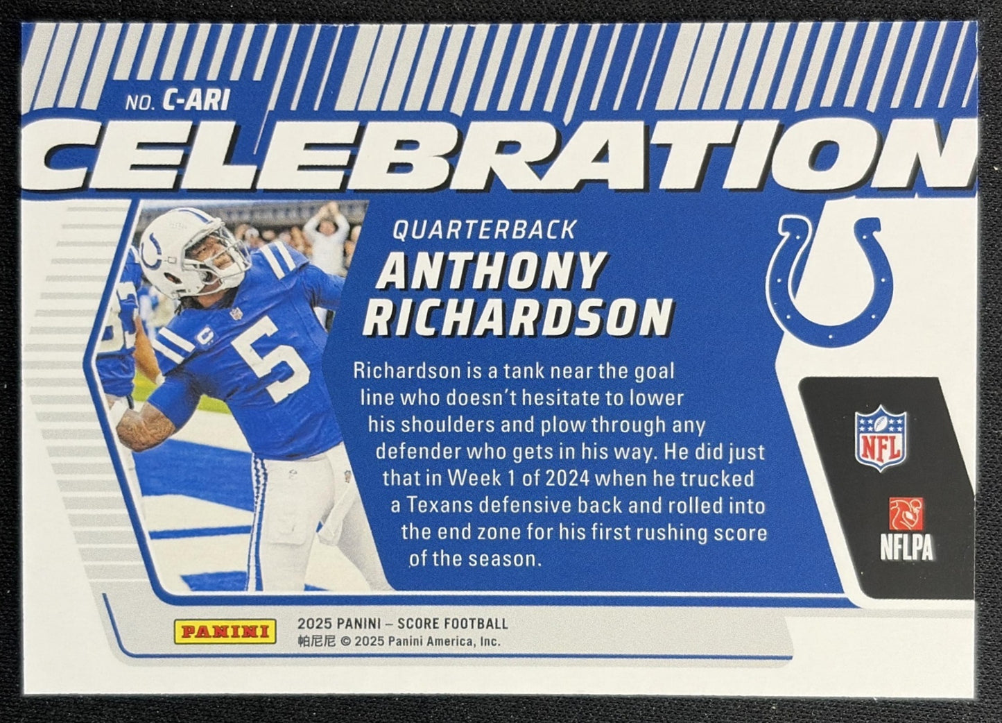 Anthony Richardson 2025 Panini Score Celebration Colts Sports Trading Cards