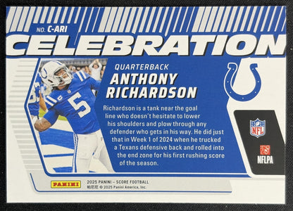 Anthony Richardson 2025 Panini Score Celebration Colts Sports Trading Cards