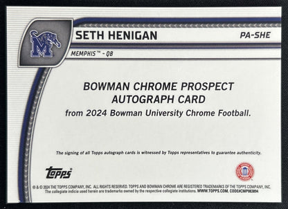 Seth Henigan 2024 Bowman Chrome University Prospect Auto back