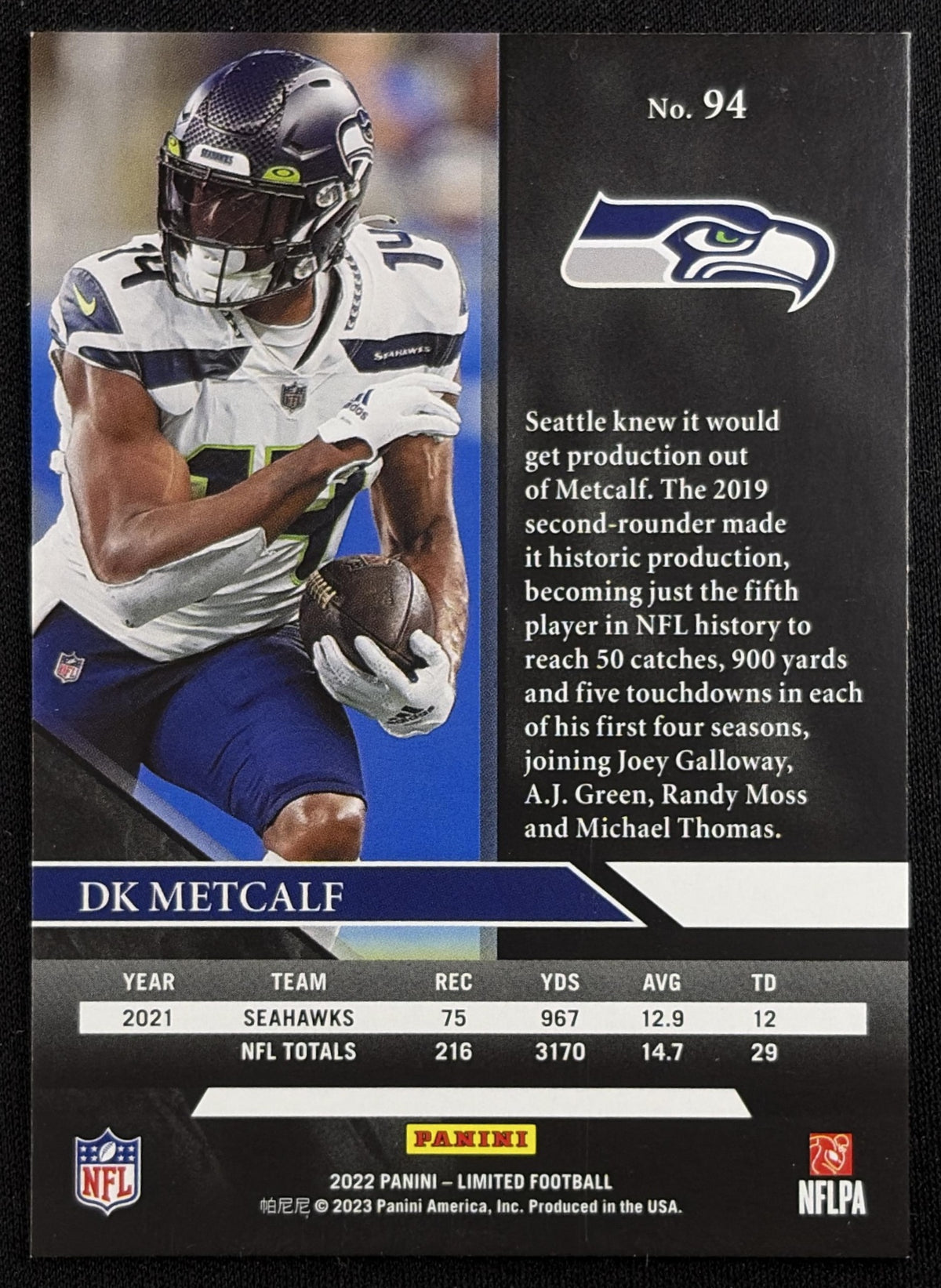 DK Metcalf 2022 Panini Limited Silver Spotlight /125 Seahawks