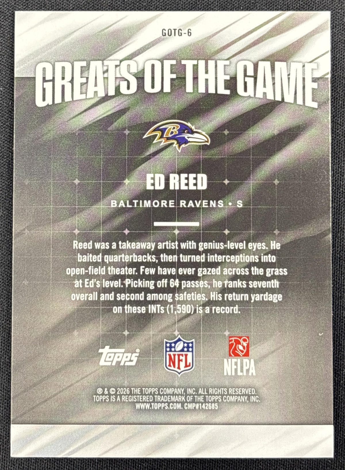 Ed Reed 2026 Topps Greats Of The Game Crackle Foil Ravens