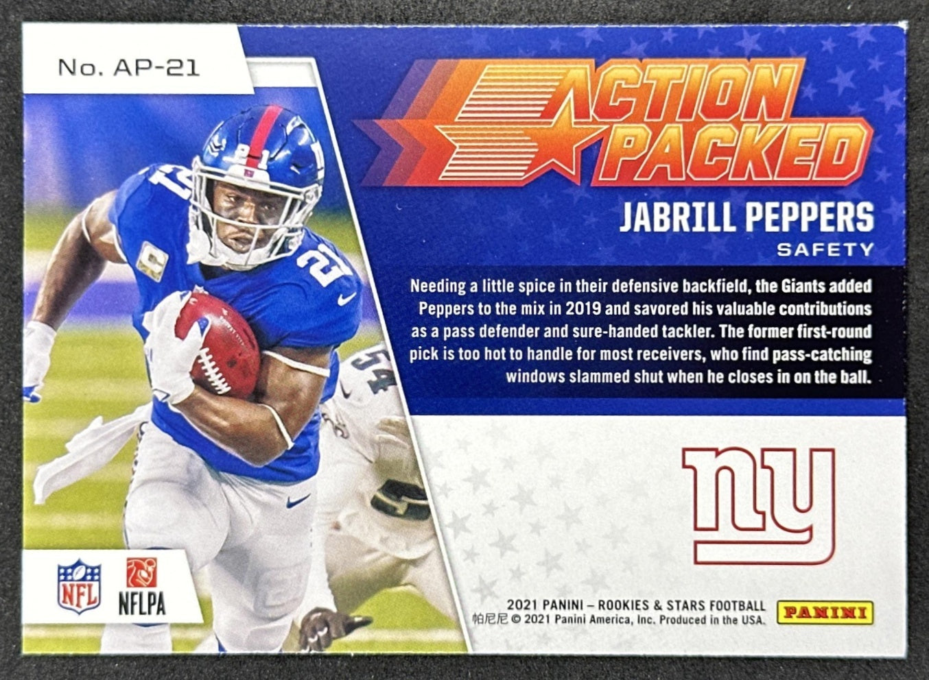 Jabrill Peppers 2021 Panini Rookies & Stars Action Packed Giants