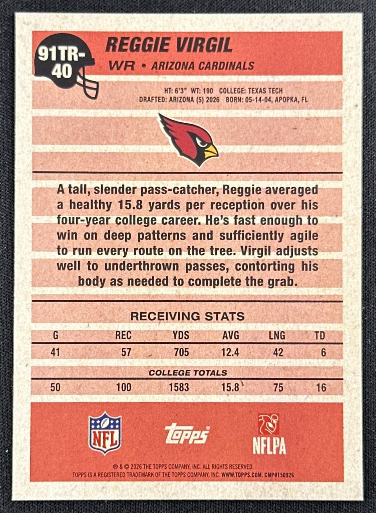 Reggie Virgil 2026 Topps Flagship 1991 Rookie Cardinals