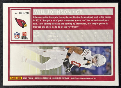 Will Johnson 2025 Panini Donruss Rookies & Highlights Cardinals Sports Trading Cards