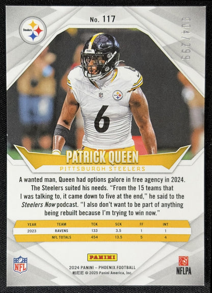 Patrick Queen 2024 Panini Phoenix Red Fade /299 Steelers