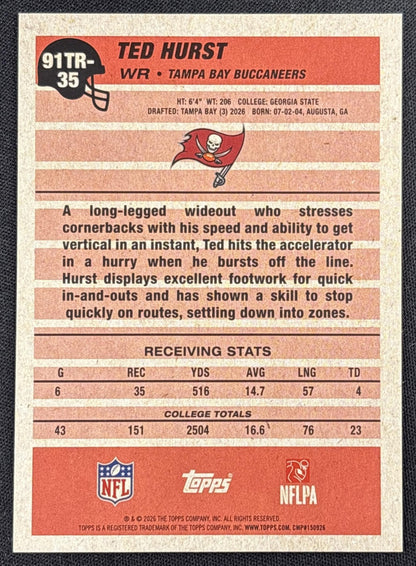 Ted Hurst 2026 Topps 1991 Rookie Pink /1000 Buccaneers