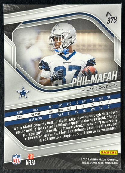 Phil Mafah 2025 Prizm Rookie Cowboys Sports Trading Cards