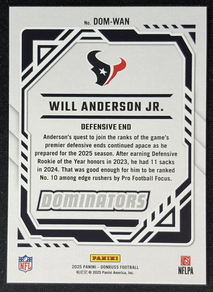 Will Anderson Jr. 2025 Panini Donruss Dominators Texans Back