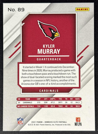 Kyler Murray 2021 Panini Donruss Elite Red /399 Cardinals Sports Trading Cards