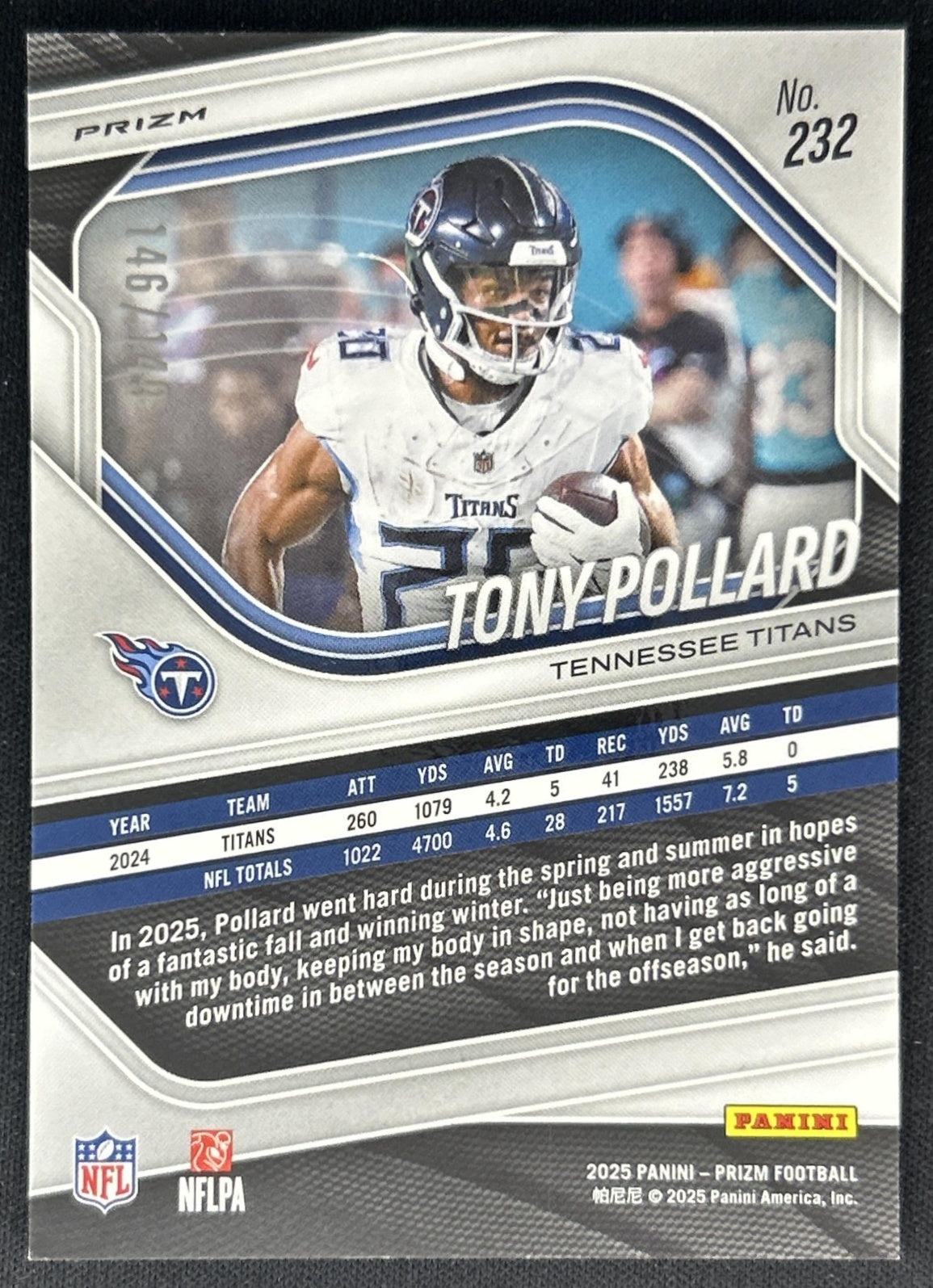 Tony Pollard 2025 Panini Prizm Red Wave /149 Titans Back