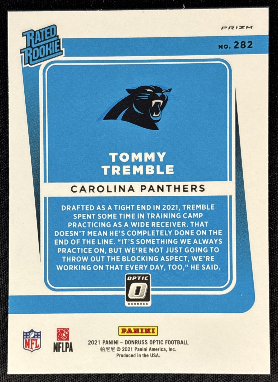 Tommy Tremble 2021 Panini Donruss Optic Bronze Panthers