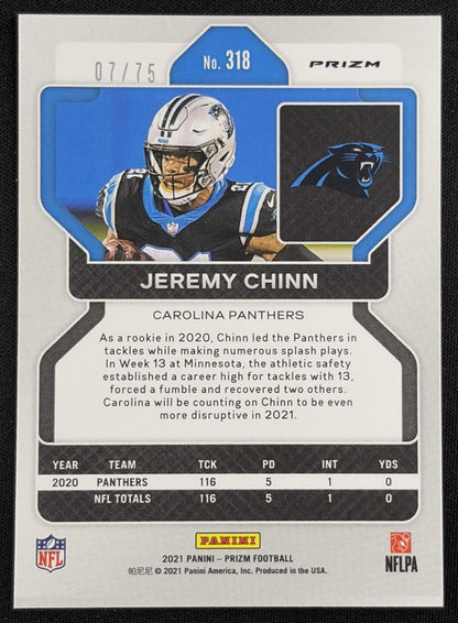 Jeremy Chinn 2021 Panini Prizm Green Scope /75 Panthers