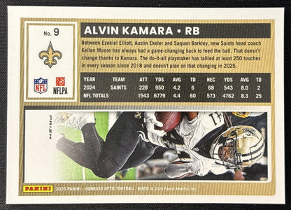 Alvin Kamara 2025 Panini Donruss Optic Fire Prizm Saints Sports Trading Cards