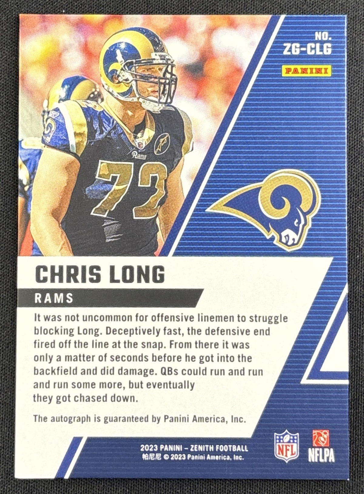 Chris Long 2023 Panini Zenith Z Graphs /199 Rams