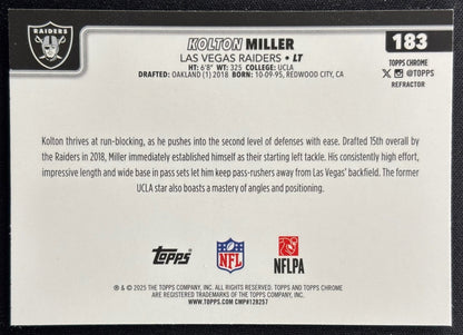 Kolton Miller 2025 Topps Chrome Refractor Raiders Sports Trading Cards