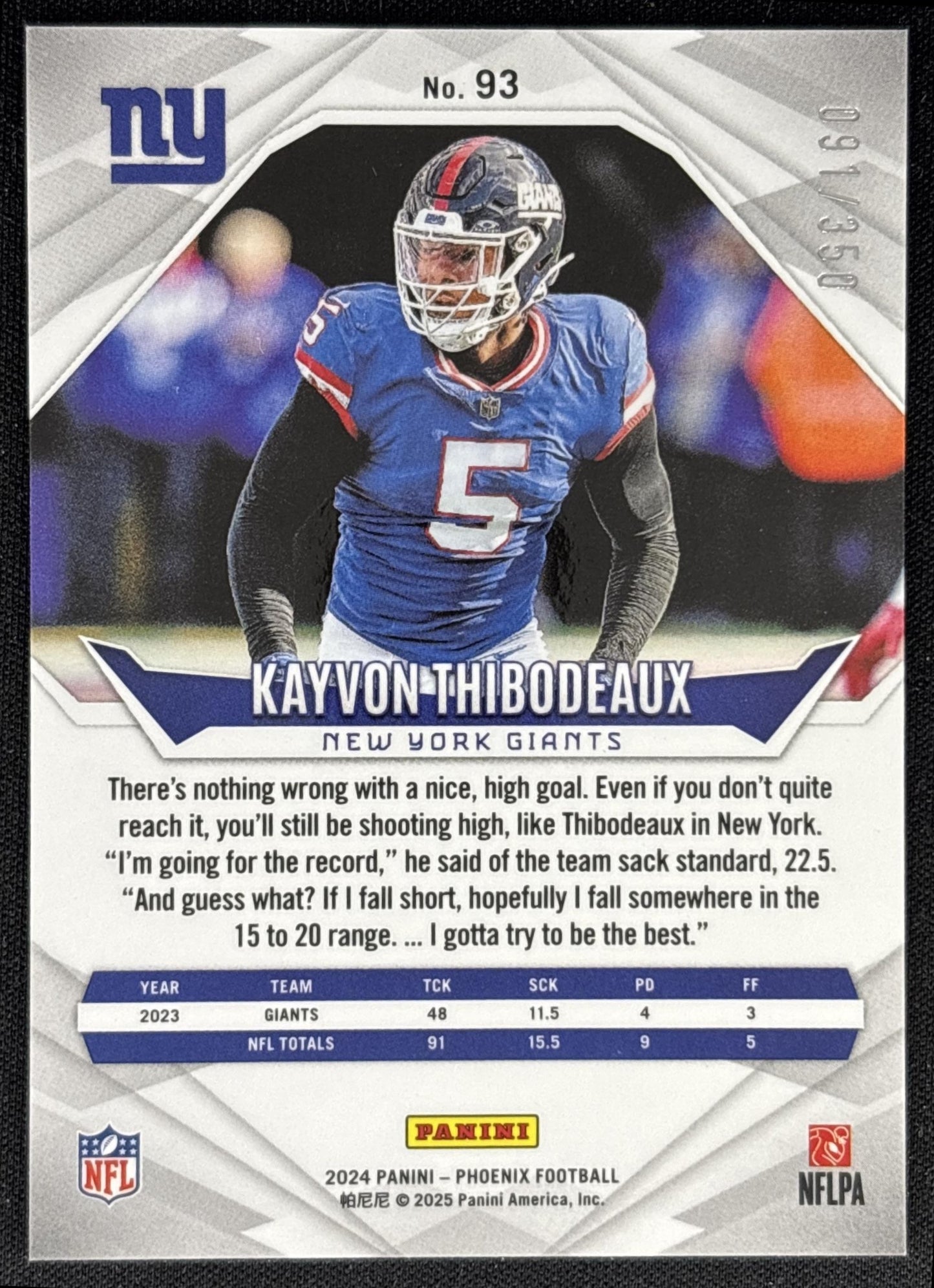 Kayvon Thibodeaux 2024 Panini Phoenix FireBurst /350 Giants