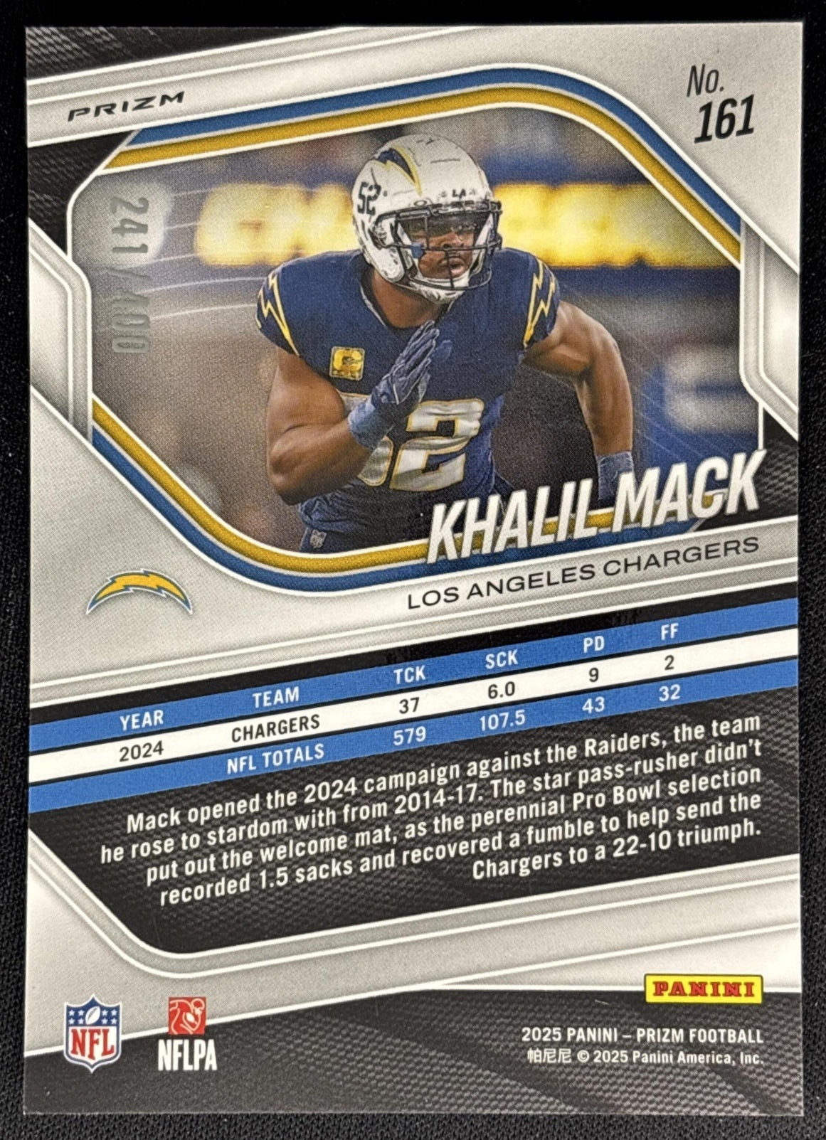 Khalil Mack 2025 Panini Prizm Pandora /400 Chargers Sports Trading Cards