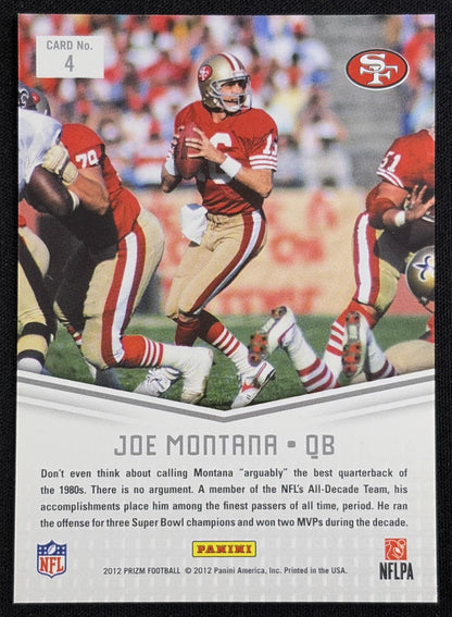 Joe Montana 2012 Panini Prizm Decade Dominance Prizms 49ers Sports Trading Card