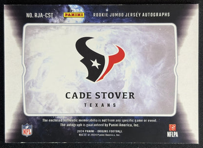 Cade Stover 2024 Panini Origins Rookie Jumbo Jersey Auto Orange Patch /75 Texans back
